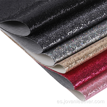 Arco iris Chunky Glitter Faux Sintético Pu Cuero artificial